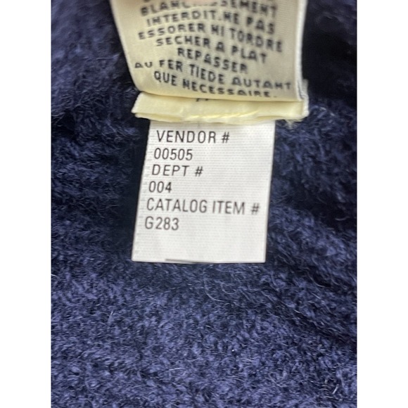 Vtg Eddie Bauer Wool Sweater Mens Large Navy Grandpa Wool Cable Knit Fisherman - Picture 4 of 8